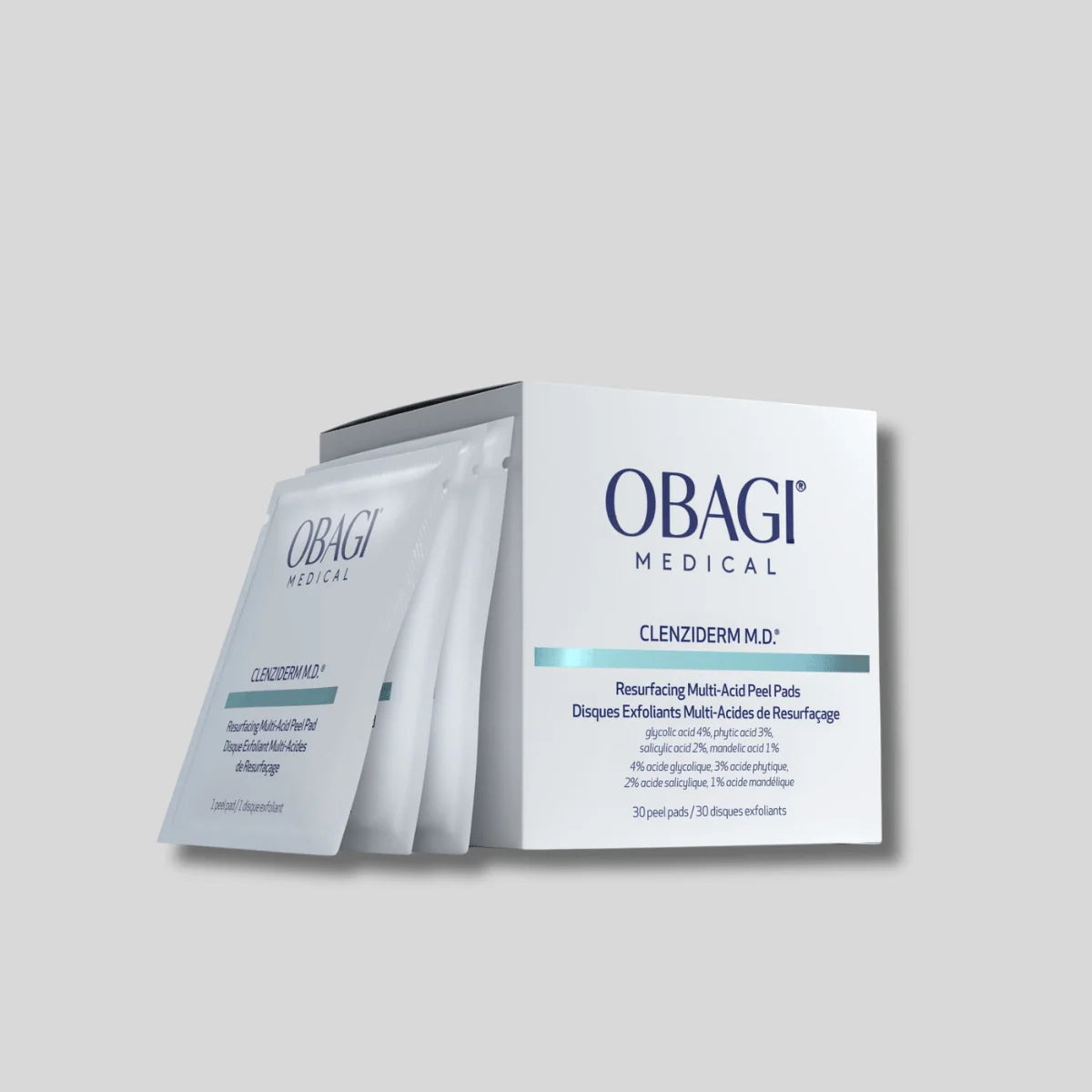 Obagi Medical CLENZIderm M.D. Resurfacing Multi-Acid šveičiamieji veido padeliai, 30 vnt.