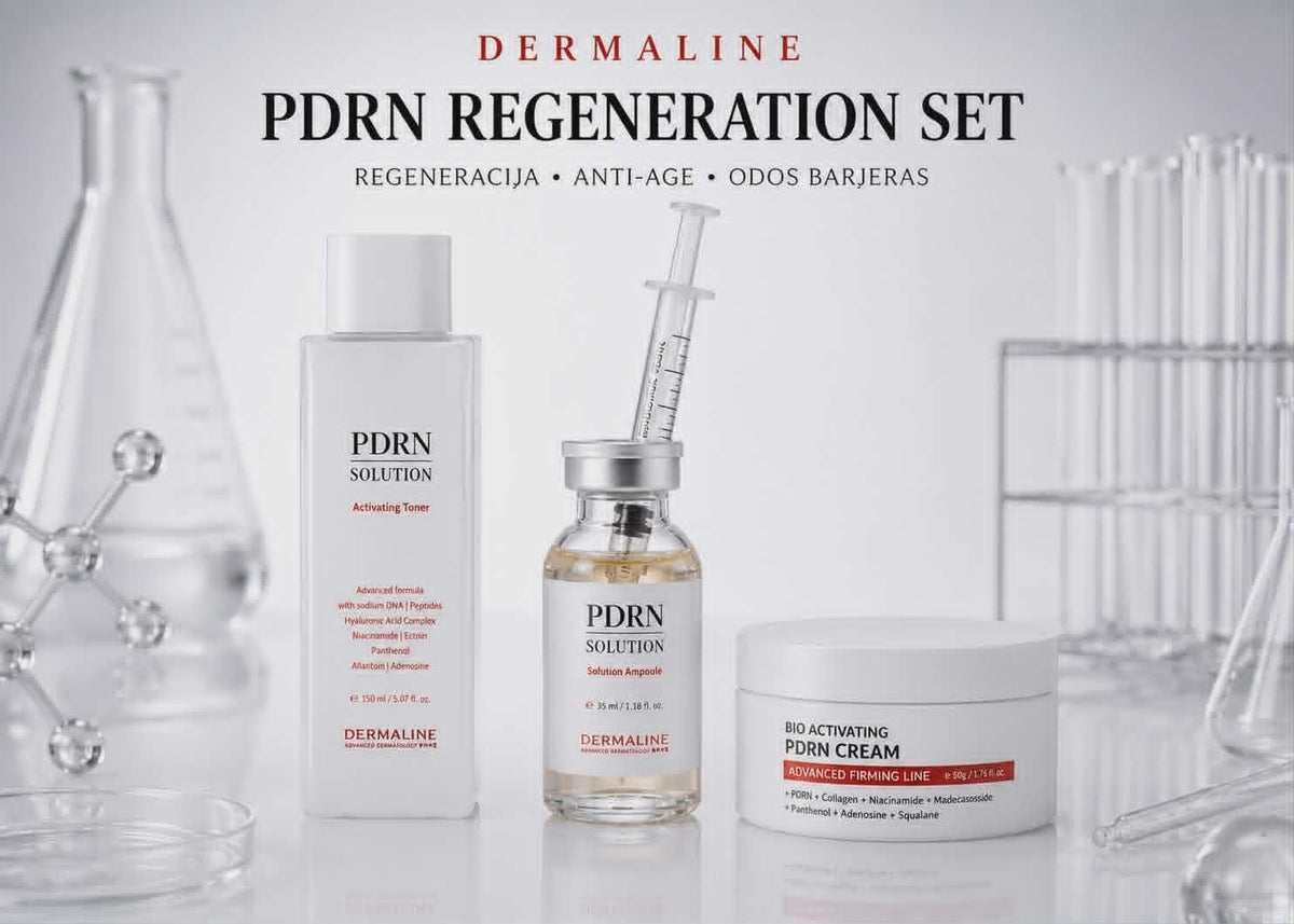 Dermaline PDRN regeneruojantis rinkinys – 3 žingsnių odos atkūrimo sistema