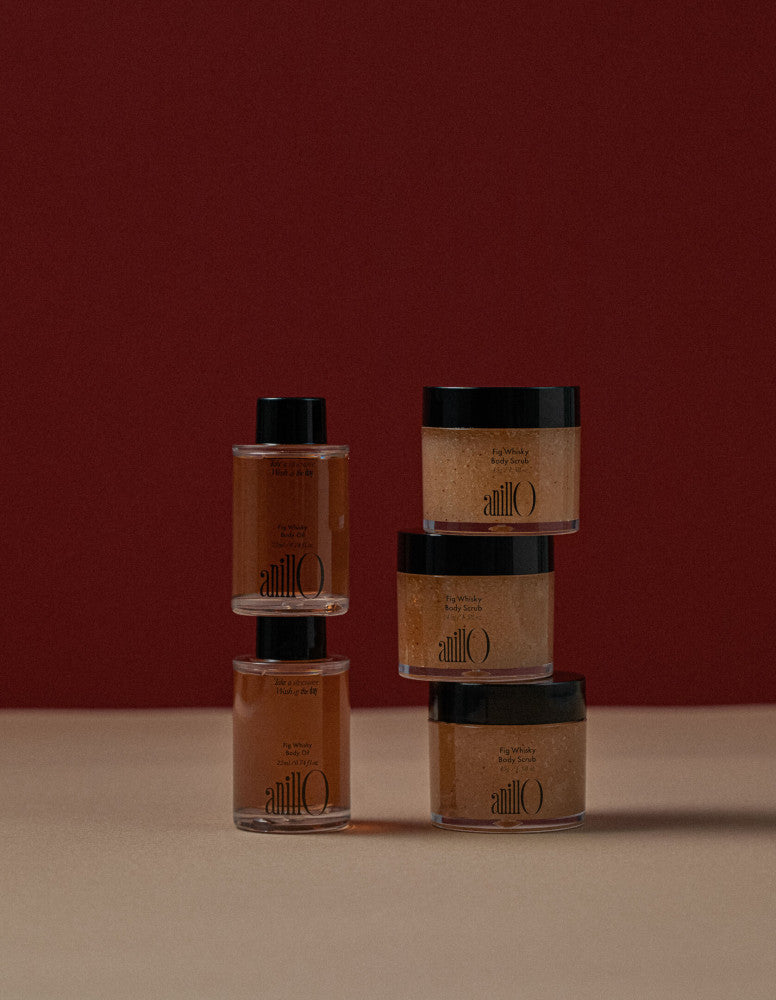 AnillO Fig Whisky Discovery Body Set – kūno priežiūros rinkinys, 45 g+22 ml