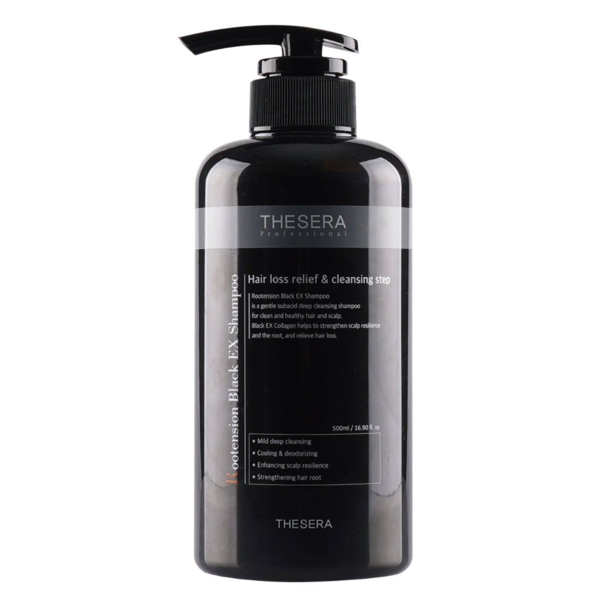 Thesera Rootension Black EX šampūnas nuo plaukų slinkimo, 500 ml